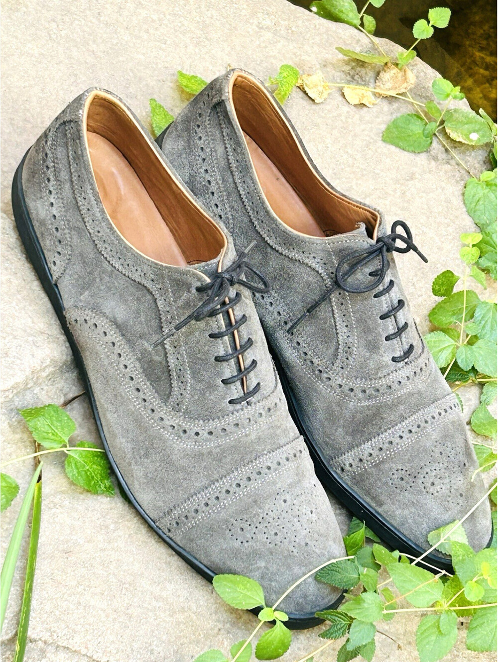 Allen Edmonds Strand Oxford Dress Sneaker Shoe Gray Leather Wingtip 13 EEE 3E